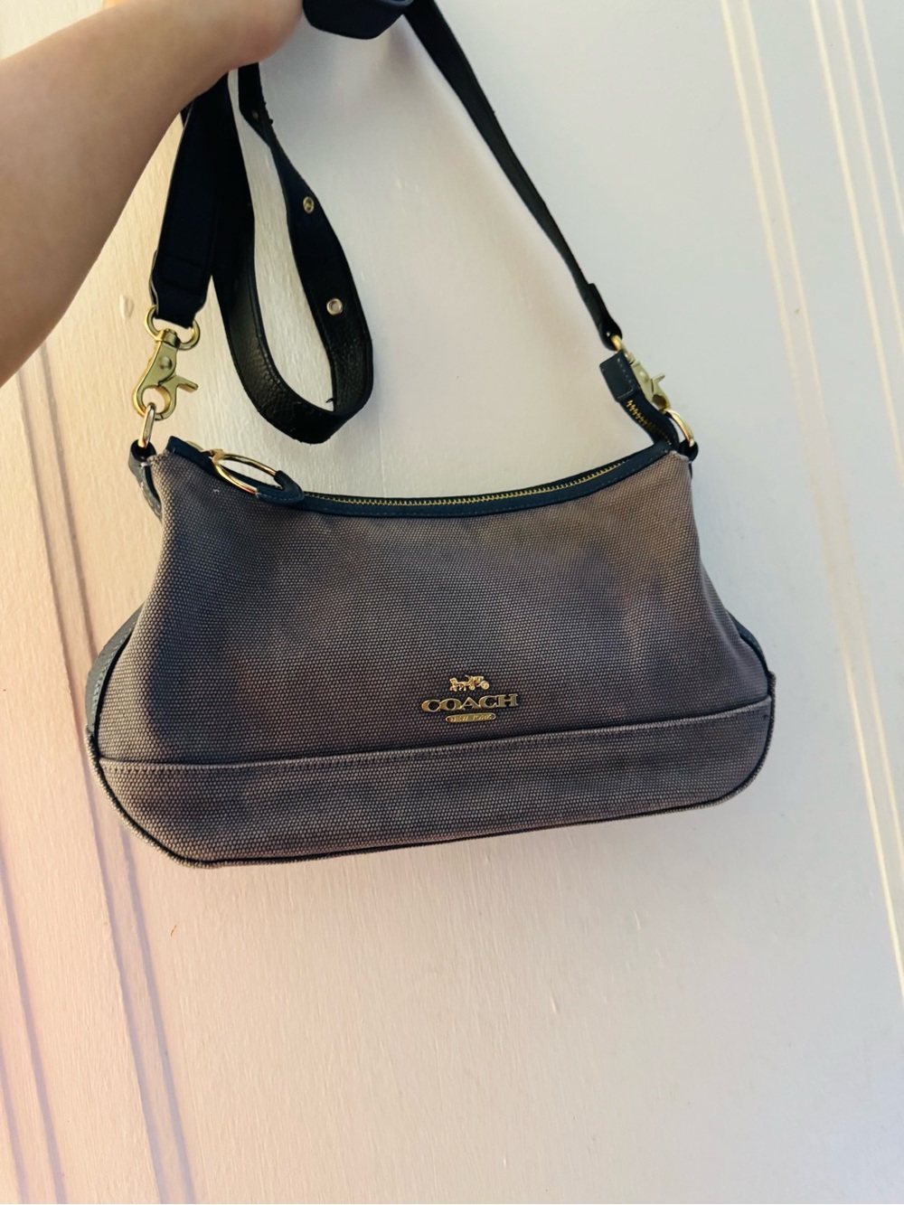 Coach Pebbled Leather Shoulder Bag in Charcoal